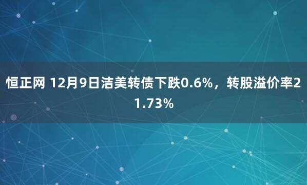 恒正网 12月9日洁美转债下跌0.6%，转股溢价率21.73%